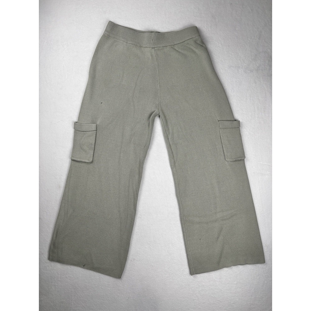 Sincerely Jules Women's Knit Cargo Pants Green Ribbed Wide Leg Size‎ XL